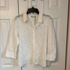 BNWT white cotton shirt blouse Zara XXL 4877/071